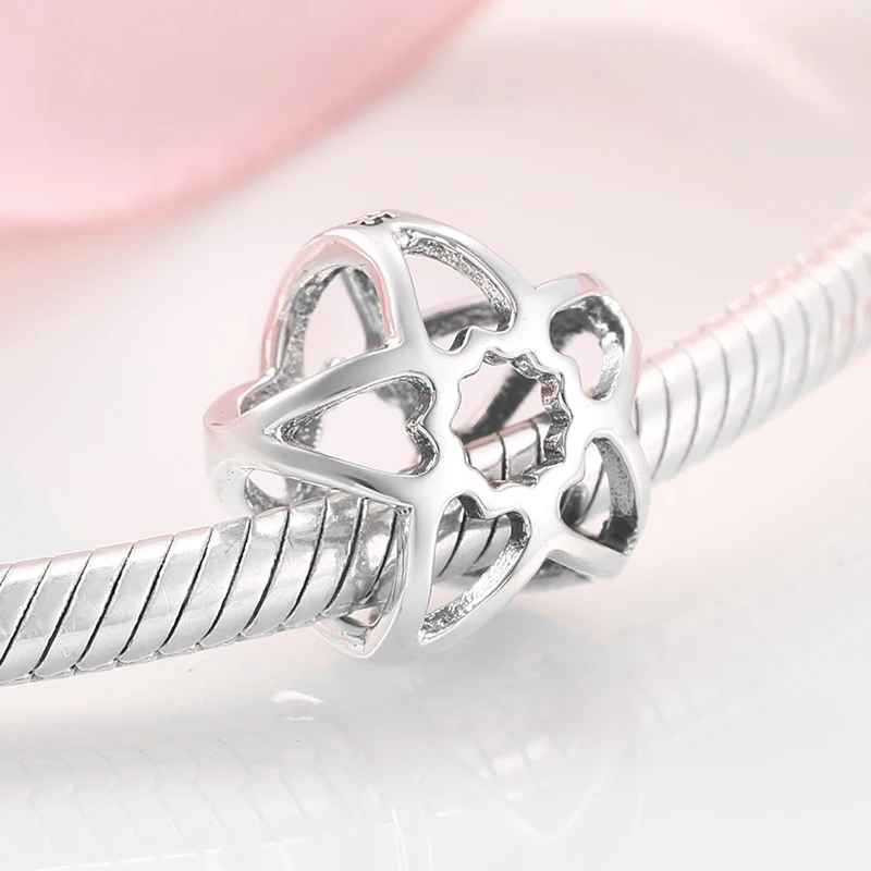Wholesale  Beads Jewerly Making Tableware Heart-shaped Eternal Love Lipstick Hot 925 Sterling Silver  Fits Original Bracelet DIY