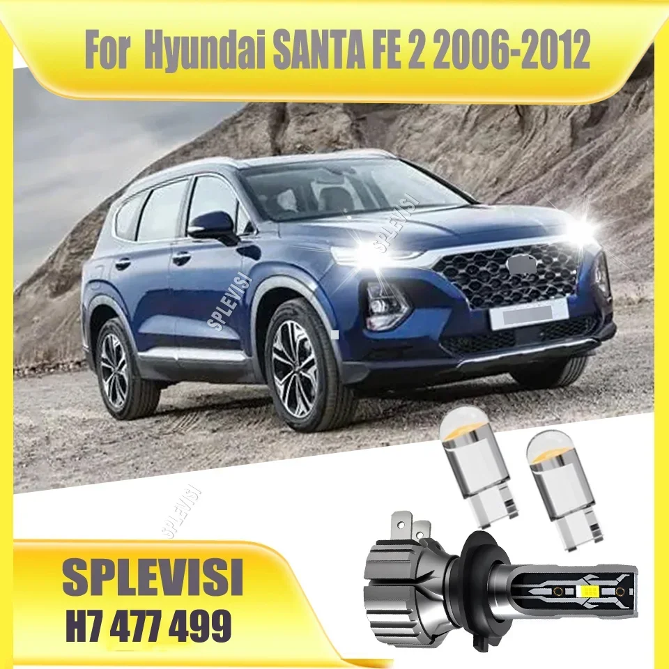 High-Intensity H7 LED White Headlight Bulb High Low Car Accessoire For Hyundai SANTA FE 2 2006 2007 2008 2009 2010 2011 2012