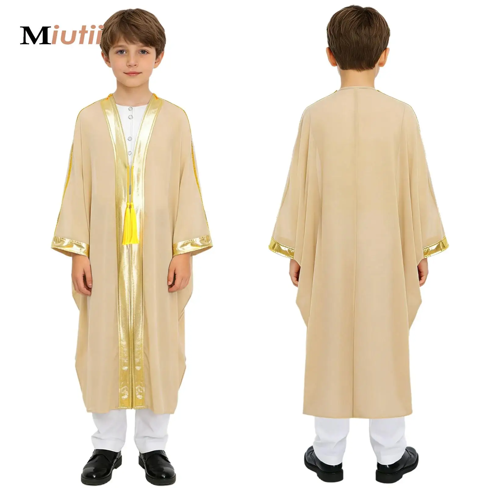 

Modest East Boy Robe Muslim Dress Islamic Dubai Saudi Abaya Prayer Ramadan Jubba Thobe Arab Clothing for Choir Worship Praise