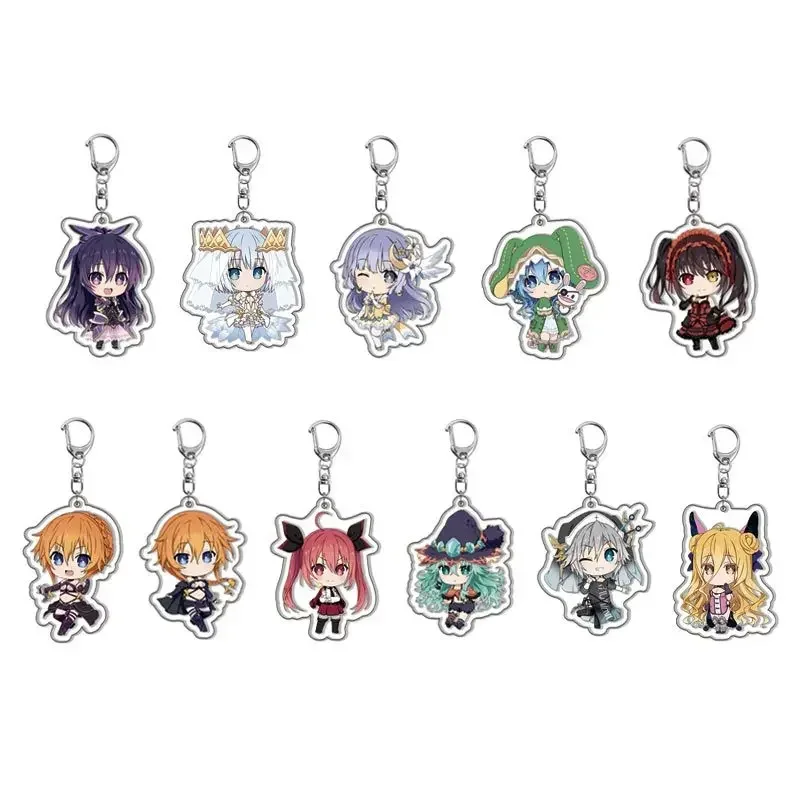 Anime Collection Cosplay Keychain Figures Tokisaki Kurumi Yatogami Toka Himekawa Yoshino Acrylic Keyring Friend Gift