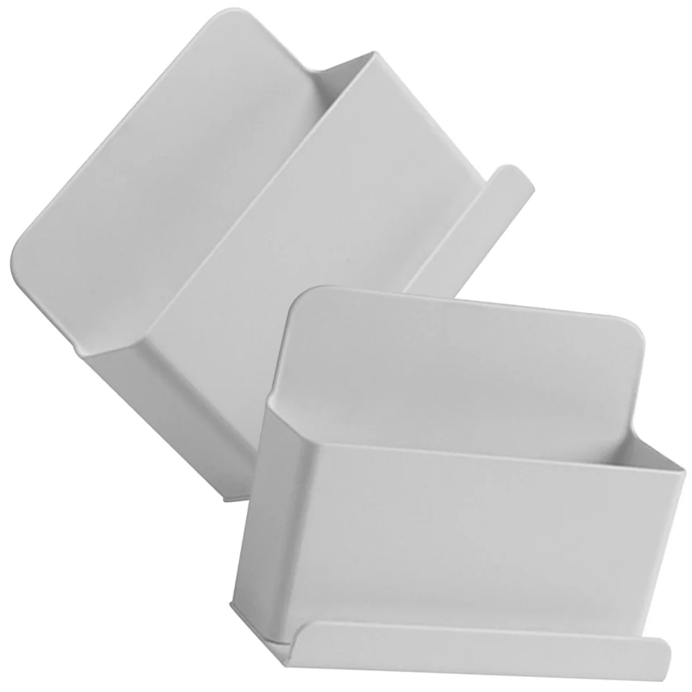 

2pcs Wall-Mounted Remote Control Storage Box Organizer For Controller Container Light Grey Pp Material Adhesive Wall Storage