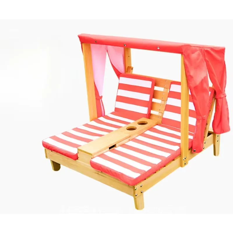 Kids Outdoor Beach Lounge Chair Double Seat Sofa with Backrest for Kindergarten Play Area and Pet Resting Comfortable