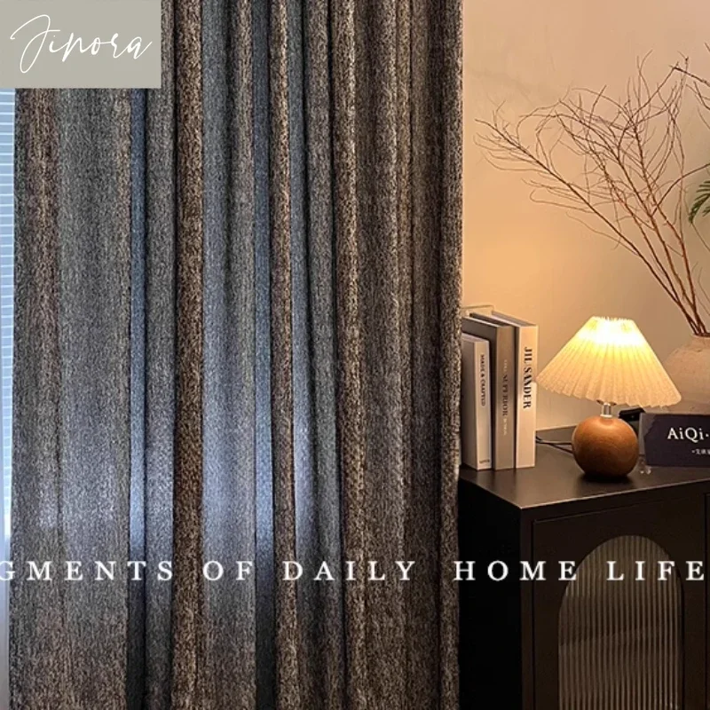 

Italian Minimalist Black Velvet Lace Curtains for Living Room Bedroom High-End Custom Décor Morden Light Luxury Window Curtain