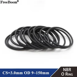 10pcs NBR O Ring Gasket Thickness CS 3mm OD 9~150mm Nitrile Rubber Round O Type Corrosion Oil Resist Sealing Washer Black