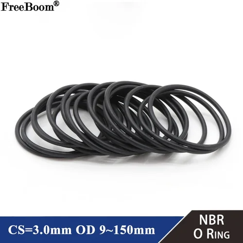 10 Uds junta tórica NBR espesor CS 3mm OD 9 ~ 150mm caucho de nitrilo redondo tipo O arandela de sellado resistente al aceite a la corrosión negro