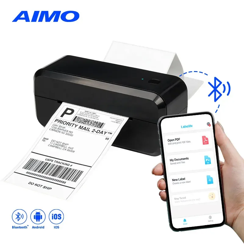 

Aimo AM-243 USB Blue tooth 110mm 4inch label sticker printer 4*6 Shipping Label order Printer