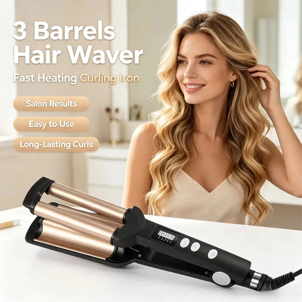 Dual Voltage Beach Waves Electric Hair Curler Adjustable Temperature Crimper for Salon And Home Use Poodle Wave Styler