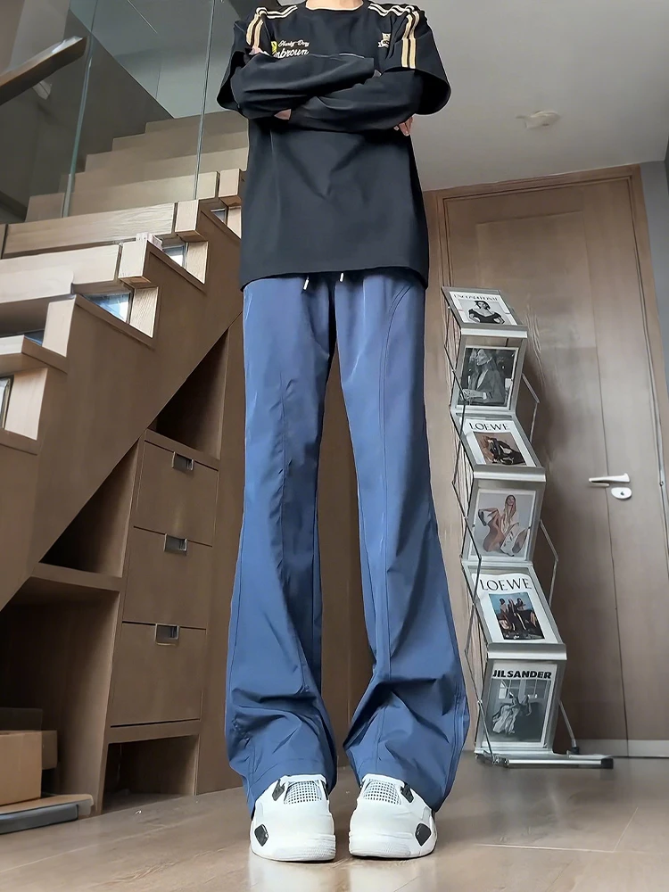 

American Sle Men's Tee-Proof Cargo Pants Autumn High Street Vibe Flared Straight Leg Pants Visual Heightening Slimming Ef...