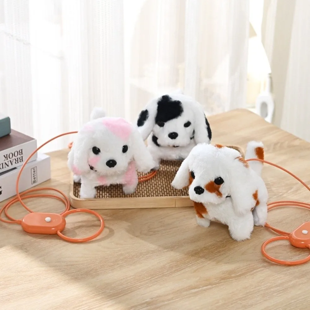 Tail Wagging Electric Plush Dog Nodding Head Leash Included Interactive Puppy Toy Sound Function Plush Material