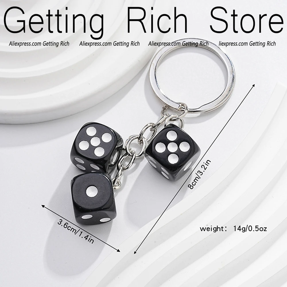 Simulated Resin Dice Charms Keychain Candy Color Resin Pendant Keyring Women Men Handbag Backpack Car Key Accessories Funny Gift