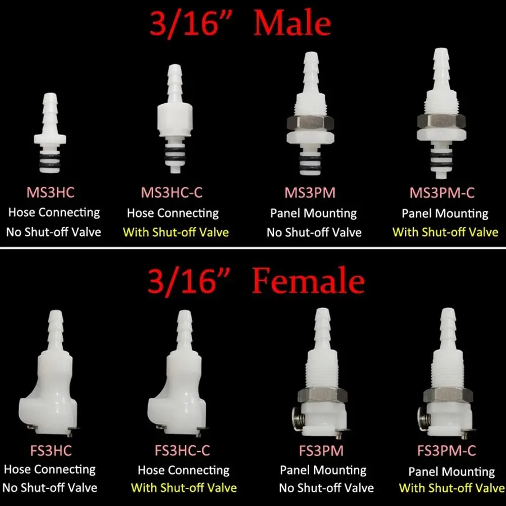 1Pcs Disconnect Fitting Coupling Hose Joint Quick Shut-Off Male Female Hose Barb Valved Tube Connector 3/16 1/4 Quick Coupler