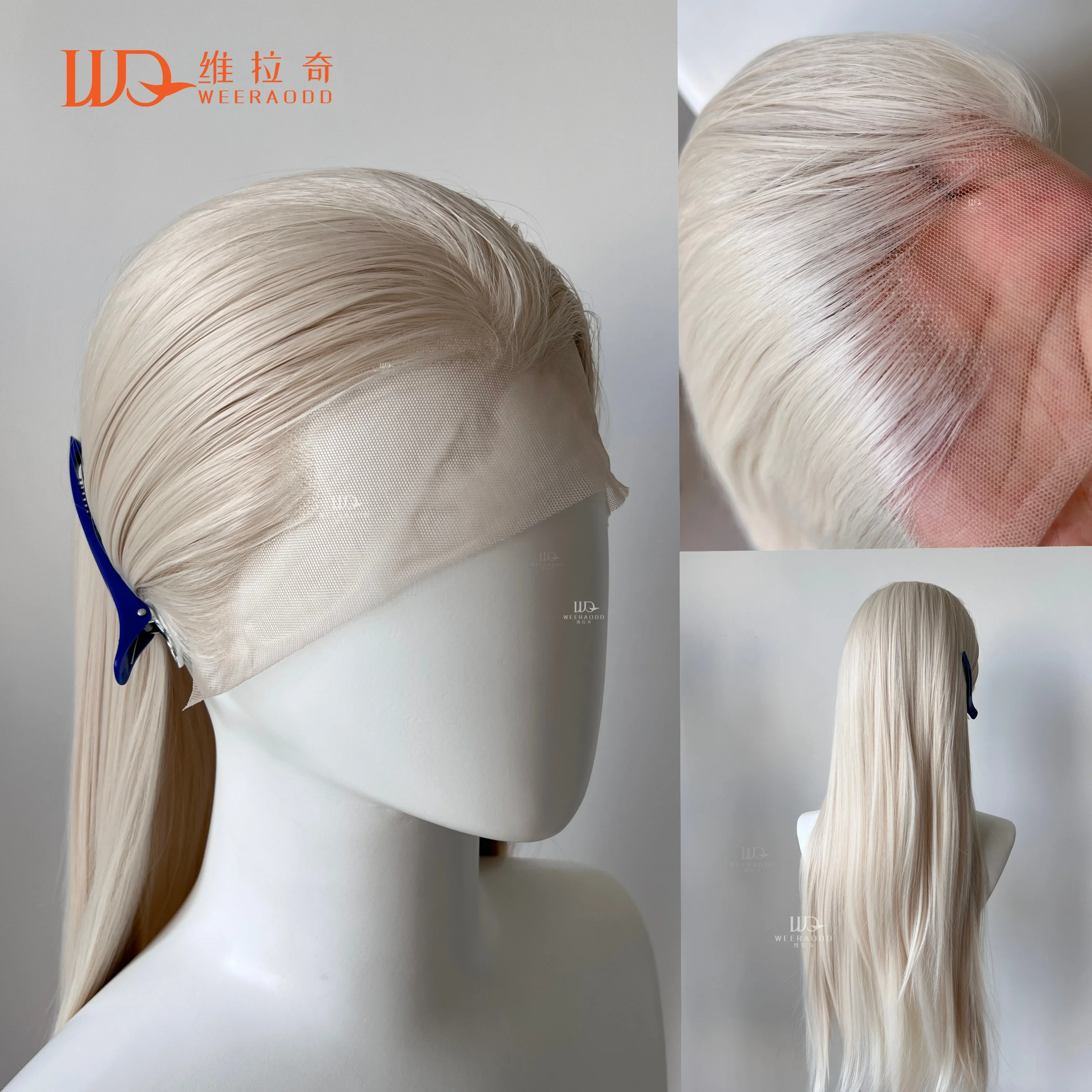26Inch Widow's Peak Straight Wig Platinum White Blonde Colors 13x4 Lace Front Glueless Heat Resistant for Cosplay Party