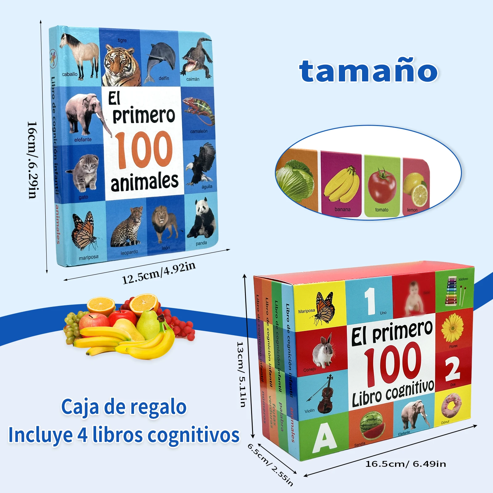 Baby Cognitive Cards - 4 Themes, Rounded - edge Design, Bright Colors spanish books