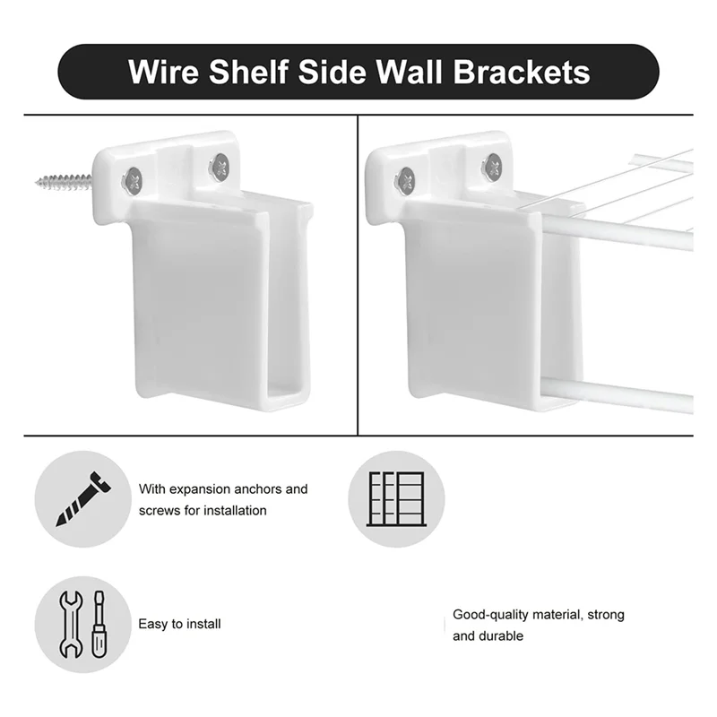 

ABYN-12Pcs Wire Shelf End Brackets, Heavy Duty Closet Shelves Brackets Wall Mount Brackets Wire Shelf Corner Support Bracket