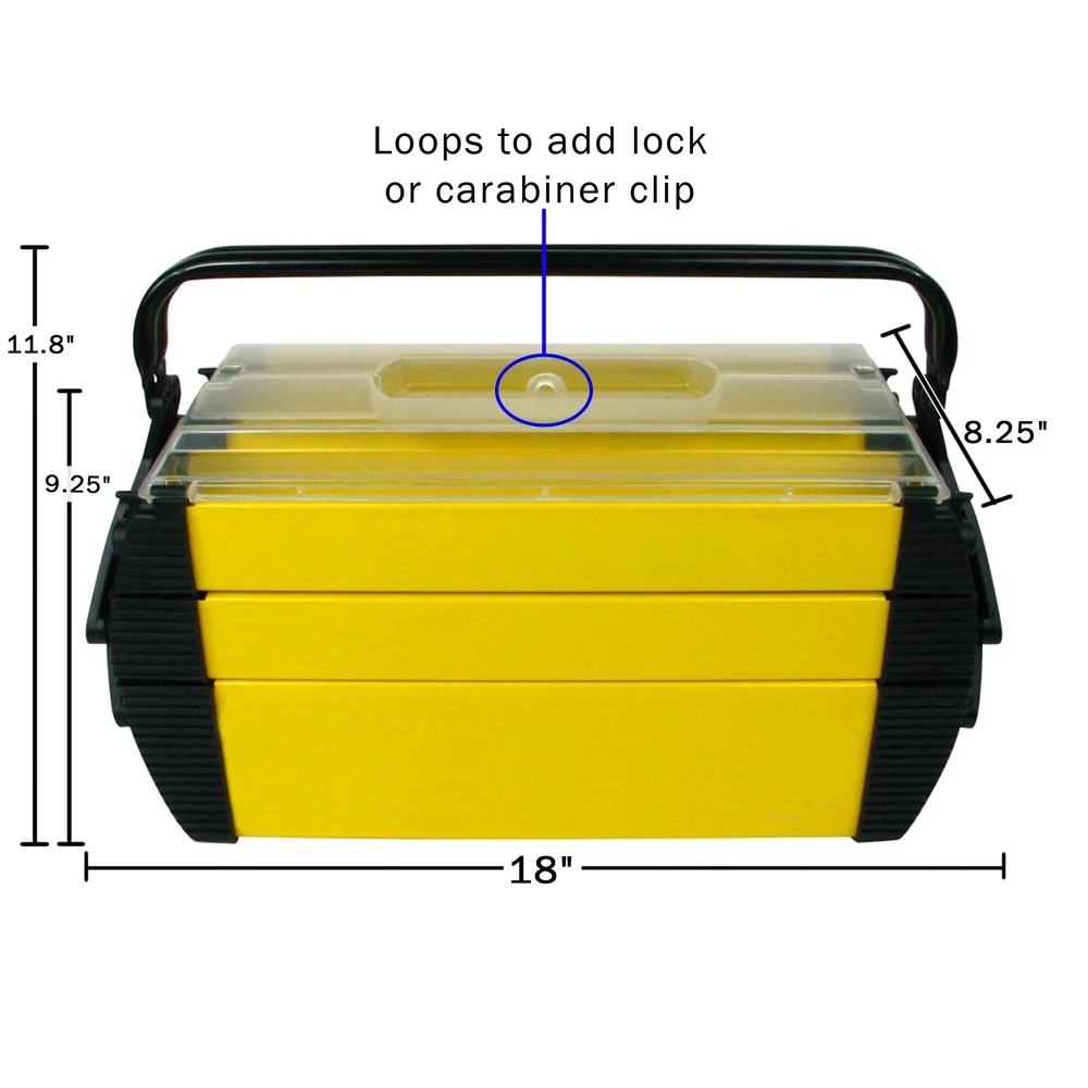 Portable 3-Tier Tool Box with 5 Compartments Durable Plastic Organizer Tools Fishing Tackle Crafts and Hardware Storage