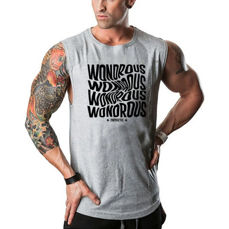 

Summer Mens Running Vests Cotton Gym Clothing Fitness Tank Tops Men O-neck Casual Sports Sleeveless Muscle Shirts