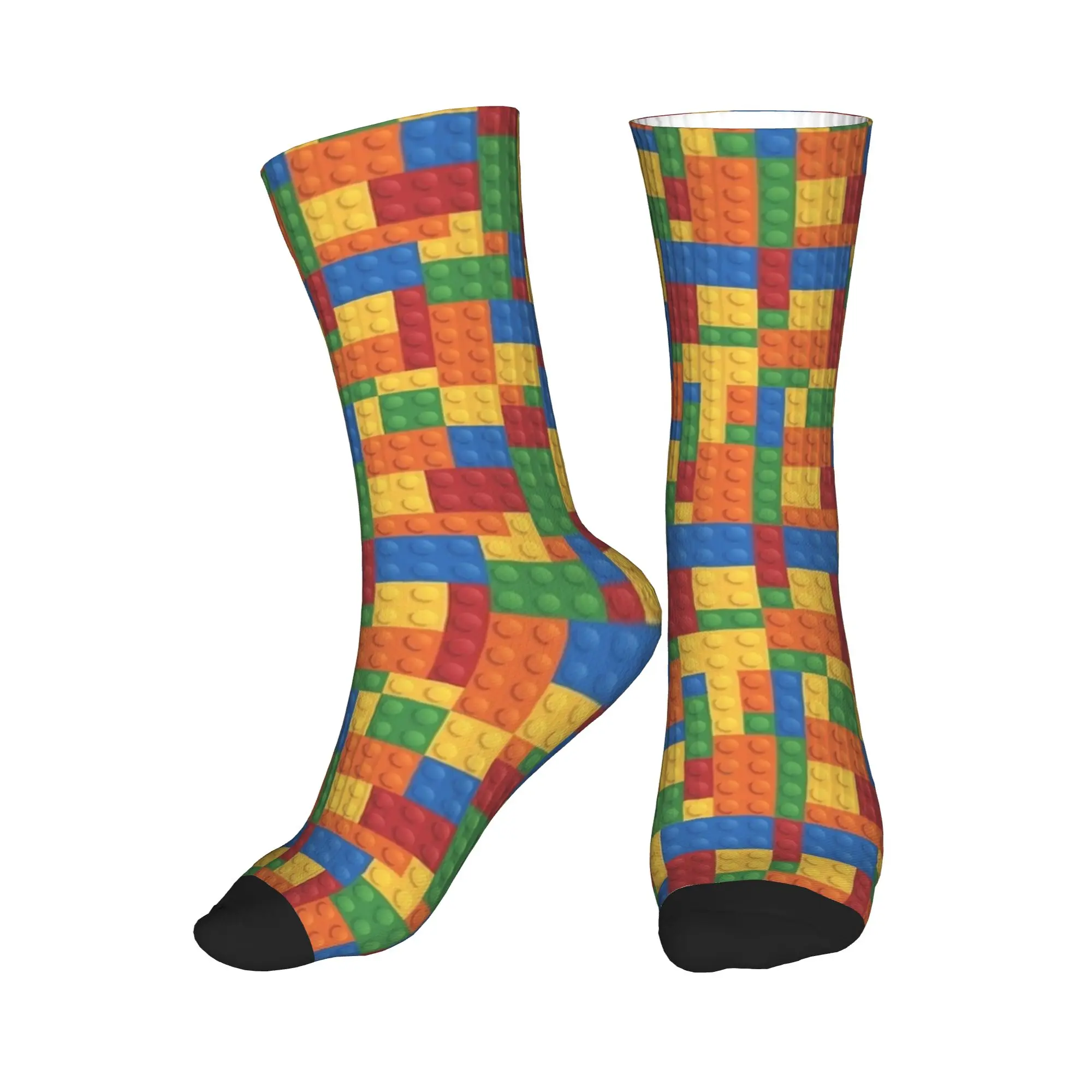 Building Blocks Retro Brick Print Stockings Unisex Men Socks Breathable Kawaii Socks Winter Climbing Non Slip Custom Socks Gift