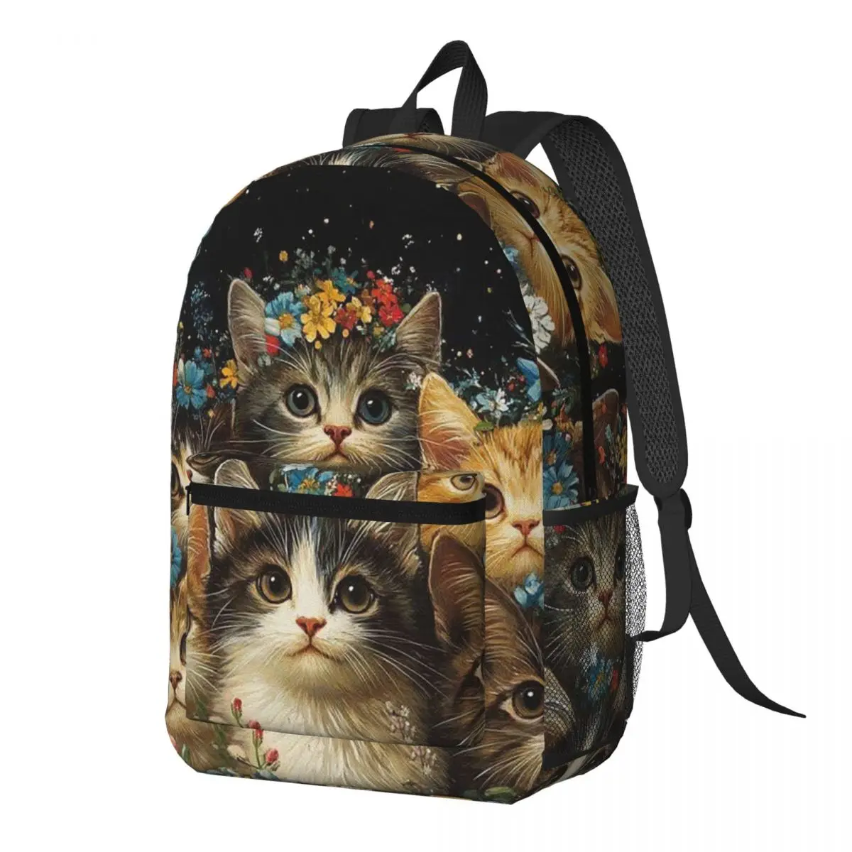

A Few Cats Among The Flower Garden Backpack Daypack Large Capacity Children BookBag School Bag Shoulder Bags for Men Women