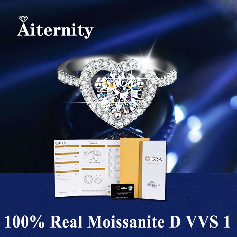 

100% Real Moissanite Ring D VVS1 Pass Diamond Test Pen Adjustable Size S925 Sliver GRA Certificate Wedding Rings for Women 03