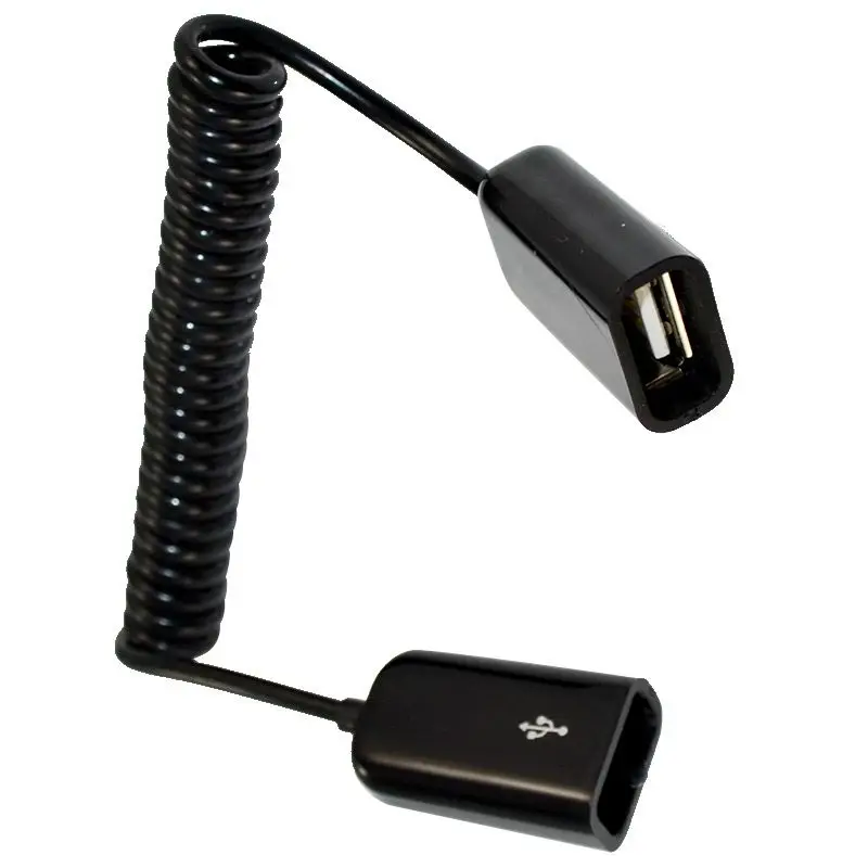 Câble d'extension de fil de ressort USB2.0 touristes tête femelle USB tête femelle à tête femelle câble de connexion USB F-USB F