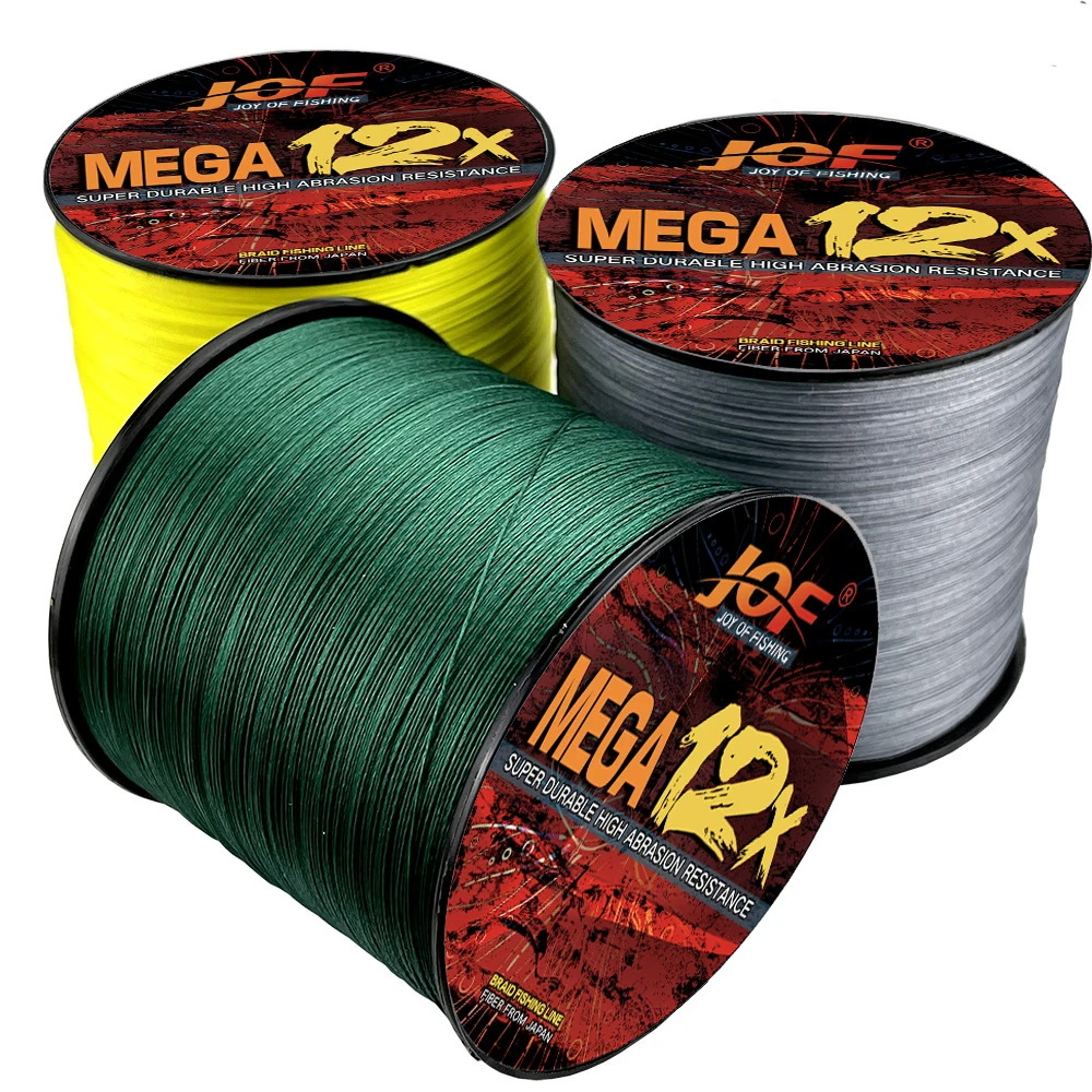 JOF Fishing Lines 1000M 12 Strands Braided Line Multifilament PE Cord 25/30/39/50/65/77/92/120LB 0.16mm-0.55mm Ocean Jig pesca