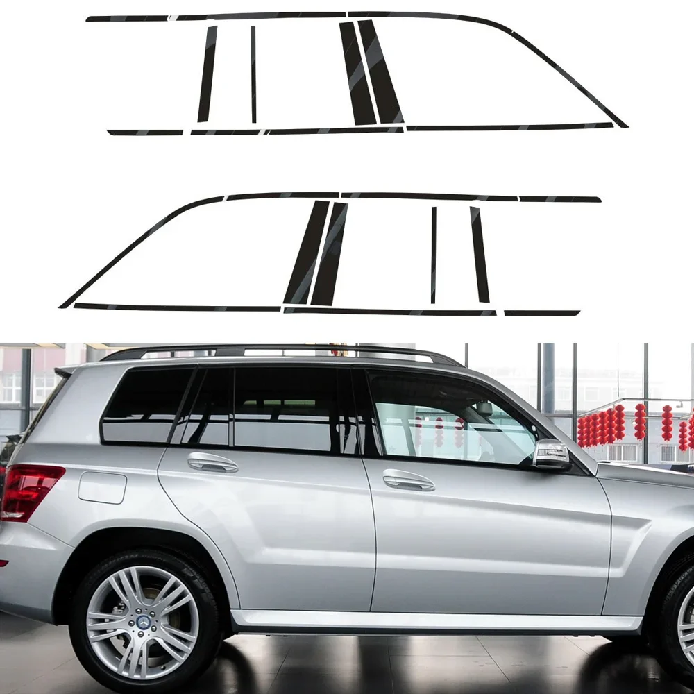 

Gloss Black/Carbon fiber blackExterior Side Window Stripe Overlay CoverFor Mercedes Benz GLK GX204 2008-2016