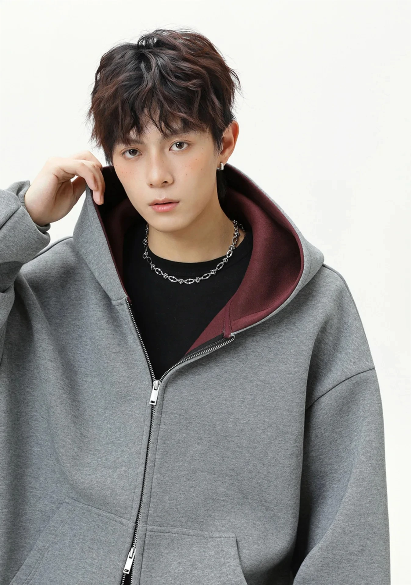 

Мужская толстовка с капюшоном, зимняя тяжелая, флисовая куртка свободного кроя большого размера, повседневная уличная одежда из смеси хлопка, уютная осенняя верхняя одежда