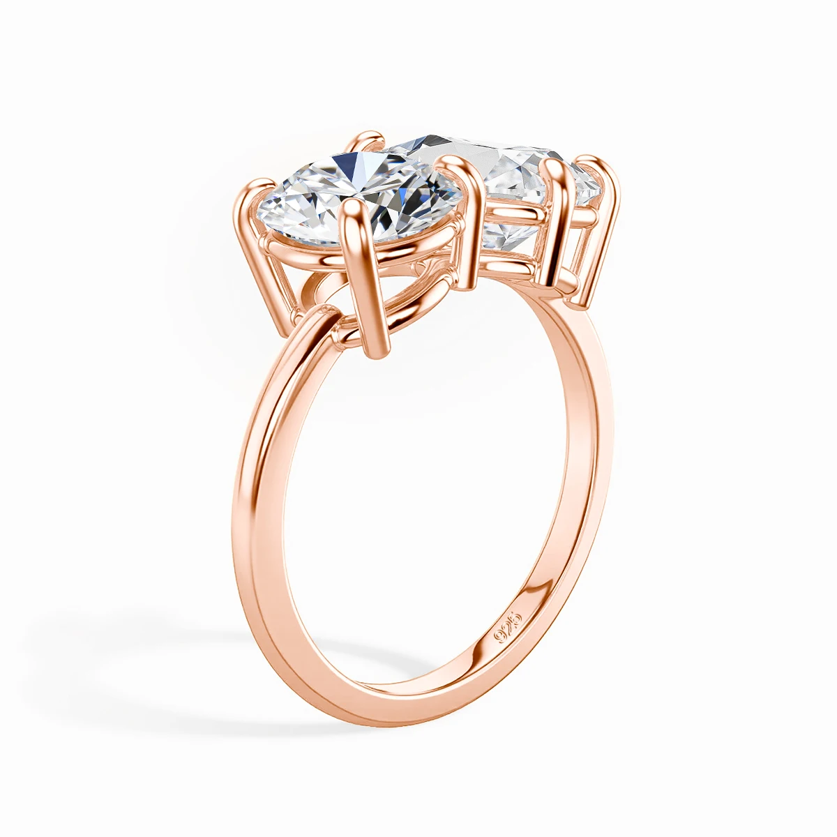 Runder Birnenförmiger Moissanit-Diamantring für Damen, Zweisteinige Eheringe, 925 Silber, 18k Vergoldet, Verlobungsschmuck – Detail 7