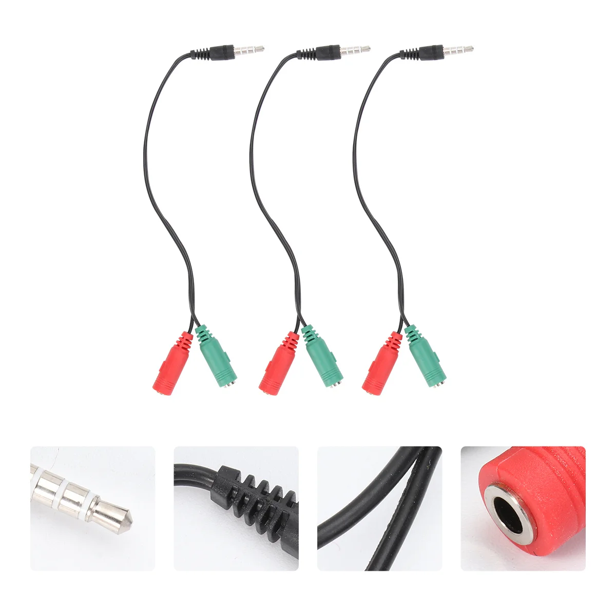 

3Pcs Audio Splitter 2 in 1 Adapter for Laptop Mobile Phone Headphone Splitter Cable for Dual Output Earphone Sharing