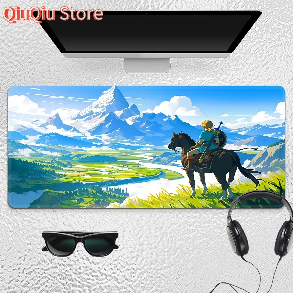 

Knight And Hero Themed Gaming Mouse Pad with a Non-Slip Rubber Base, Precision Stitched Edges, Waterproof Rectangular Desk Mat,