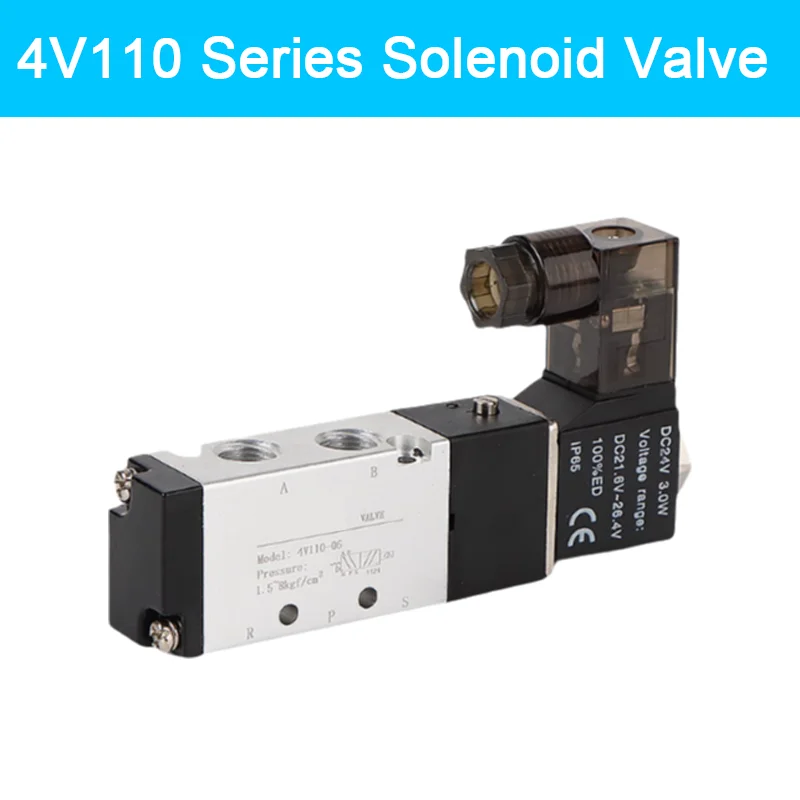 

4V110-06 Solenoid Valve 5 port 2 position Solenoid valve normally closed with fitting