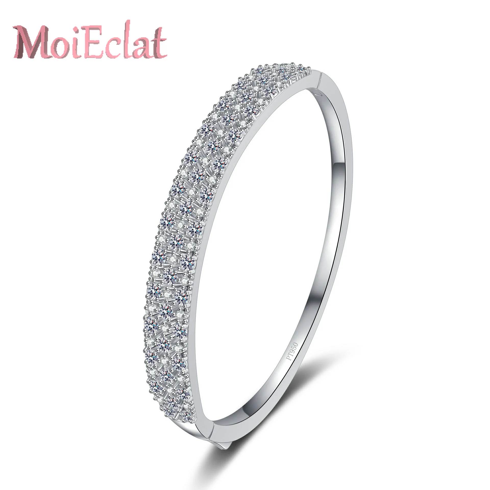 الفاخرة 1 قيراط جميع أساور مويسانيتي غرامة مجوهرات مصممة للنساء، البلاتين PT950 تألق سوار هدية للذكرى السنوية #5