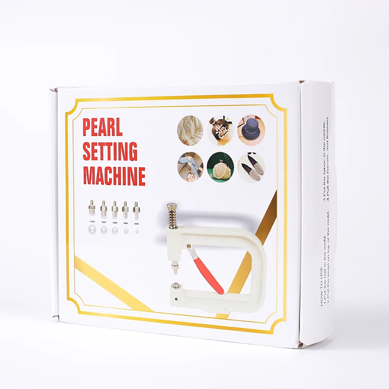 Handmade Beading Machine Pearl Inlay Machine with Round Pearl Beads Rivet Studs for Hats Shoes Clothes Bags Skirts