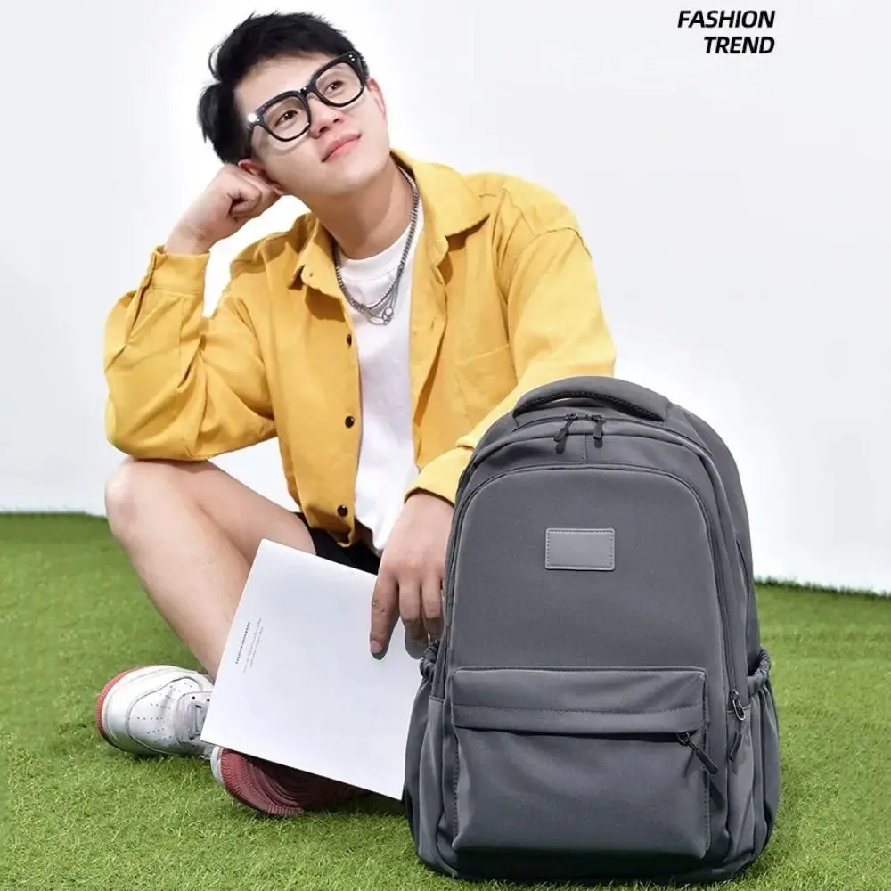 

Solid Color Laptop School Bag zipper Wear-Resistant Large Capacity Backpack Waterproof Large capacity College Backpack Teenagers