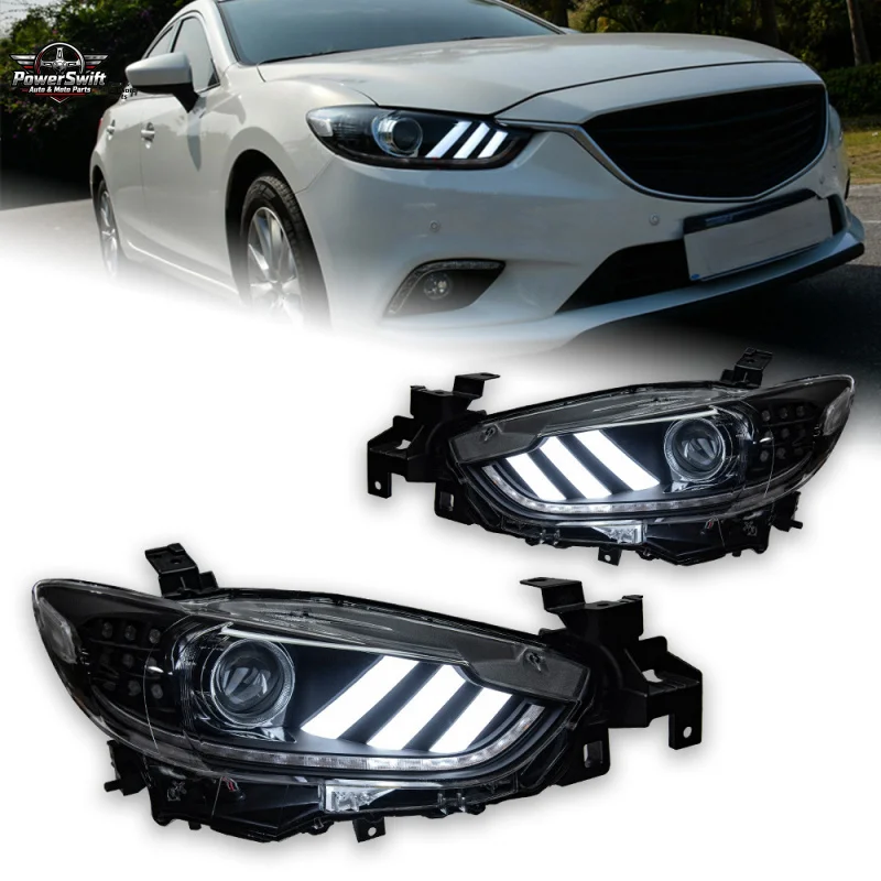 Suitable for 13-16 Mazda 6 Atenza Modified Mustang Style LED Headlights Integrated High and Low Beam Dual Lens