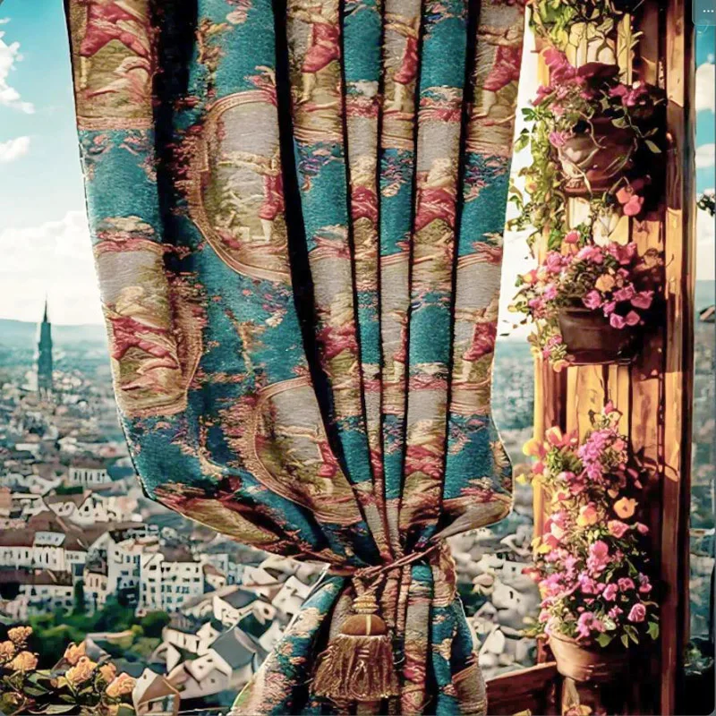 Luxury Green Curtains Customize Made Turquoise European Blackout Drapes Thickest Bedroom Window Decor for Villa Hotel Curtain