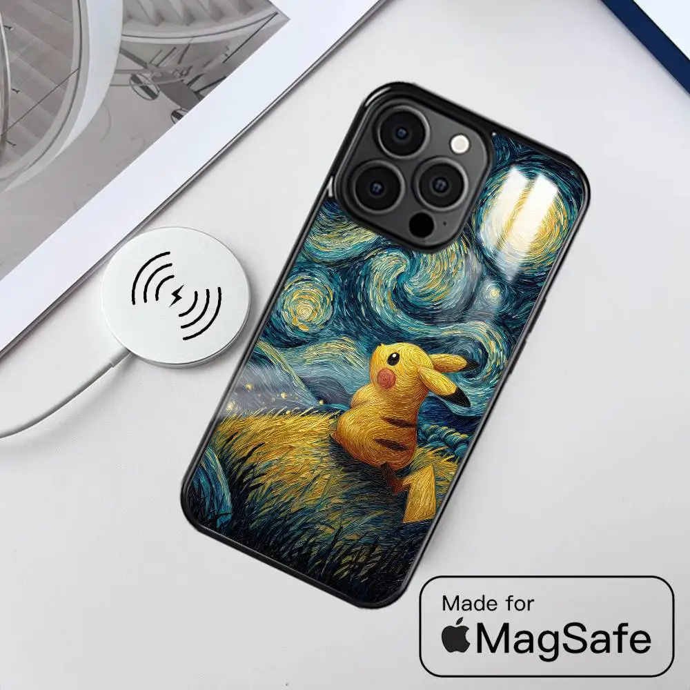 Pokemon Sterrenhemel Telefoon Case Voor IPhone 16 15 14 13 12 11 Pro Max Plus Mini Magnetische Magsafe Draadloos Opladen cover