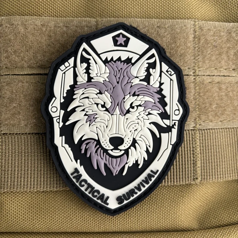 Tactical Survival Wolf PVC Patch Russian Military Wolf Combat Morale Badge Hook&Loop Emblem Chevron Backpack Clothes Stickers