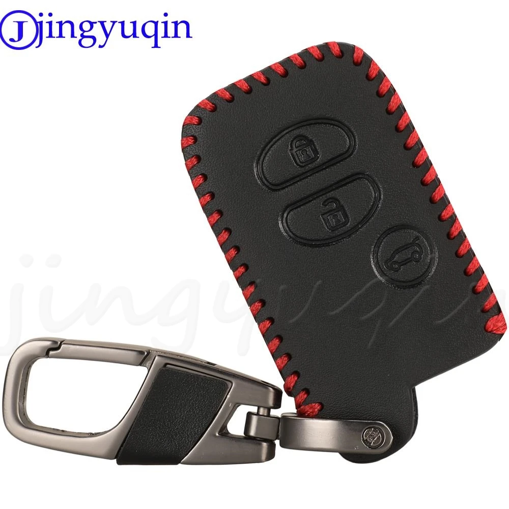 jingyuqin 3 Butttons Leather Remote Key Case For Toyota Prado/Crown/Camry/Reiz/Avensis Car Accessories