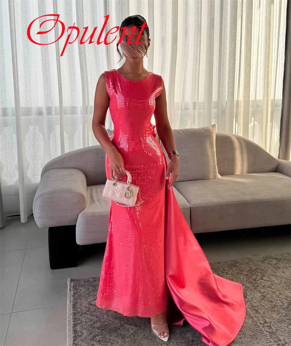 Customized Exquisite pink Satin Evening Dress Temperament Crew Neck Short Sleeves Homecoming Dress Sexy Backless Cocktail Dress