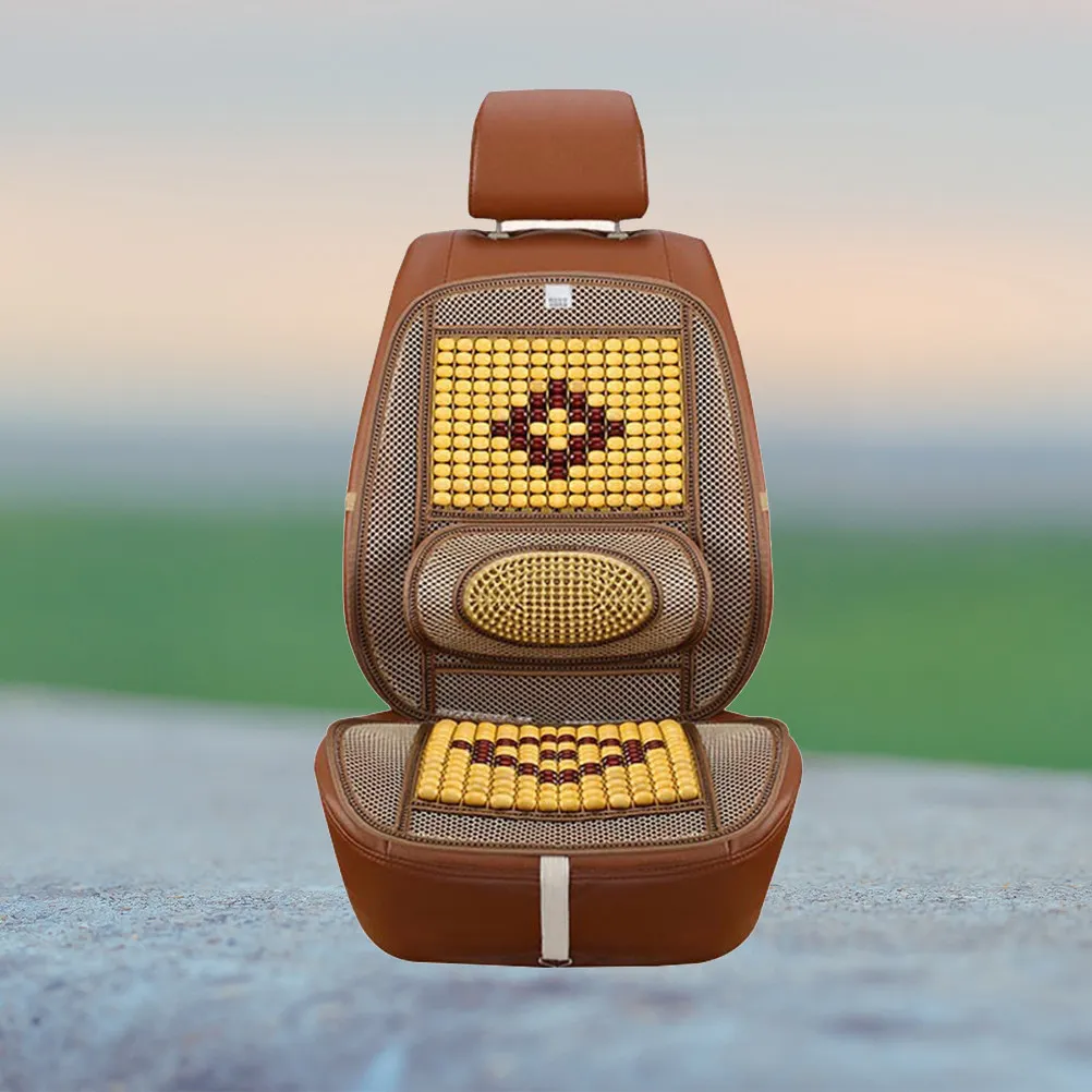 

Дышащая подушка для автомобильного сиденья из деревянных бусин, летняя охлаждающая накладка с 3D-кромкой, усиленная прочность, вентилируемый чехол для автомобильного сиденья