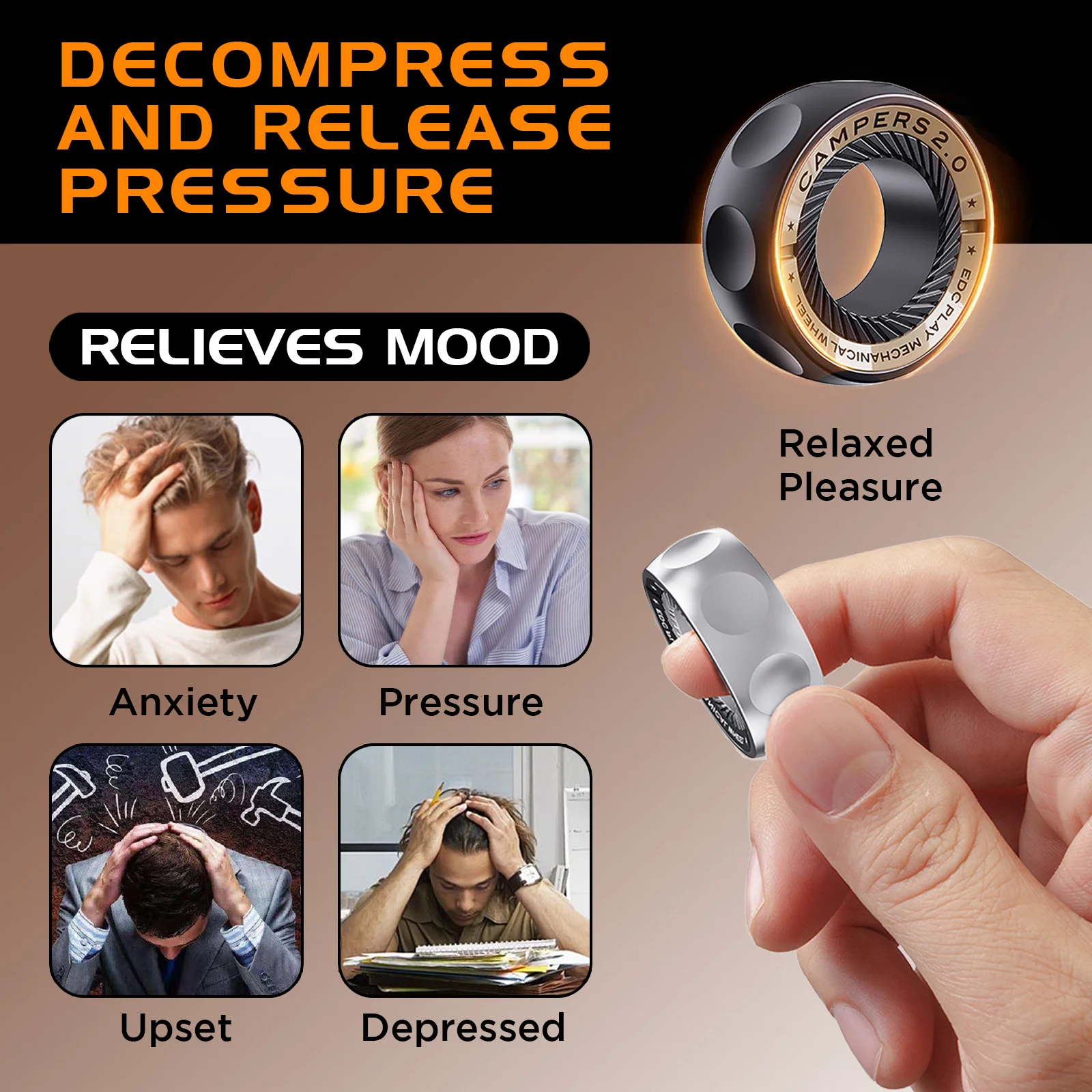 Diskreter Fidget-Ring für Ängste – Magnetfeldtherapie-Spinner zur Beruhigung von Nerven |   Perfektes Geschenk für ADHS & Stress EDC Zappelspielzeug