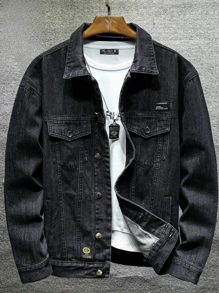 

Men's Denim Jaet Casual Loose Fit Collared Workwear Sle Autumn Faion Outerwear Youth Trend Cotton Blend