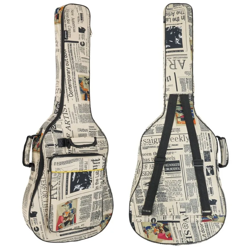 

600D Oxford Cloth Newspaper Style Stitched Padded Straps Gig Bag Guitar Carrying Case for 40"/41" Acoustic Classic Folk Guitar