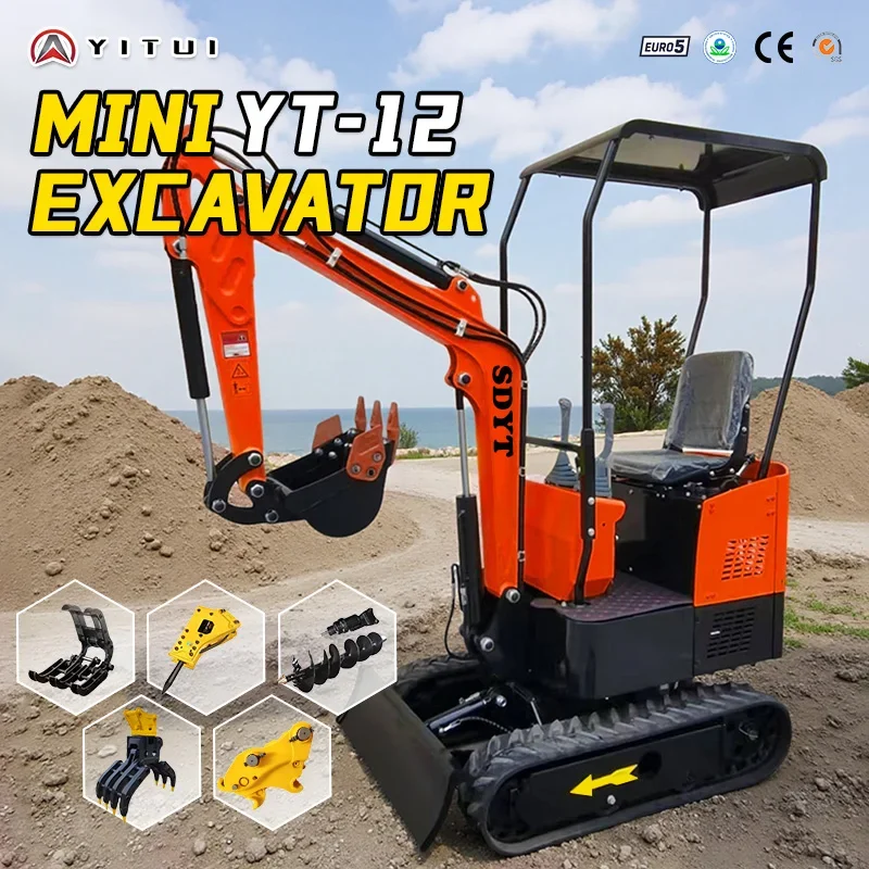 Factory Direct Sales Small Excavator 1.2 Tons Mini Digger EPA EURO5 Engine Agricultural Small Excavator Customized