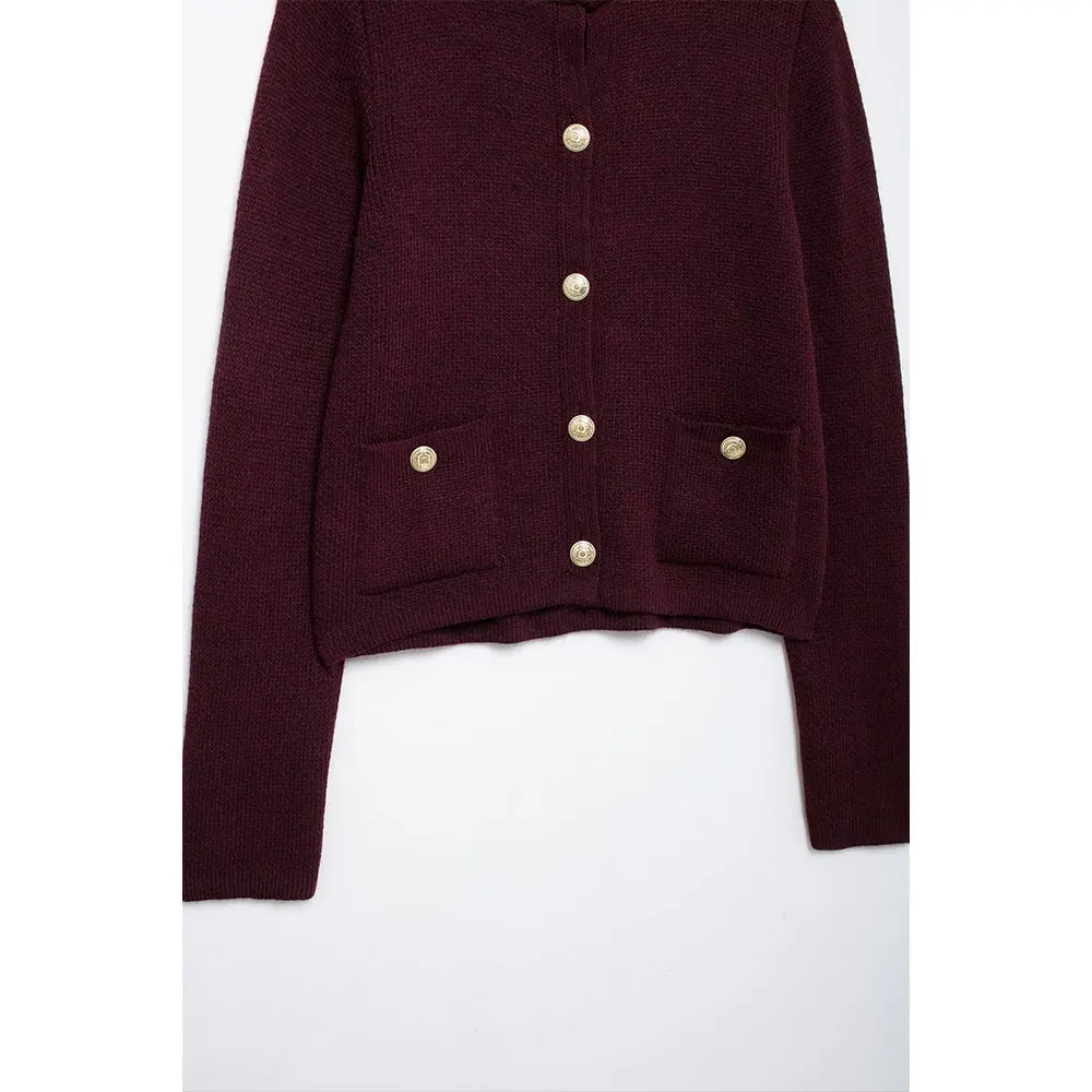 DUOPERI Frauen Strickjacke Fashion Solid Strick Pullover Oansatz Langen Ärmeln Casual Weibliche Eleganz Chic Dame Outfits