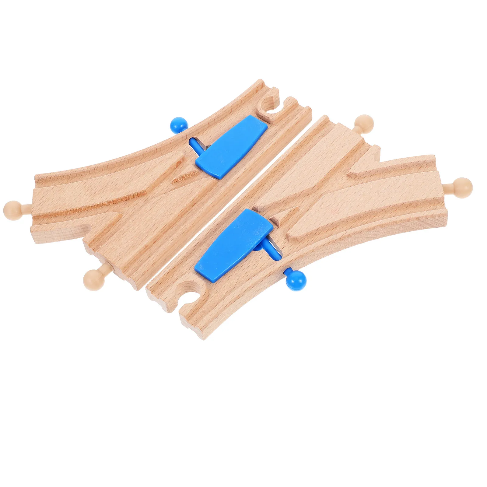 

2Pcs Tracks Wooden Train Track Intersections Expansion Set Creative Play Rail Accessories Compatible Major Brands