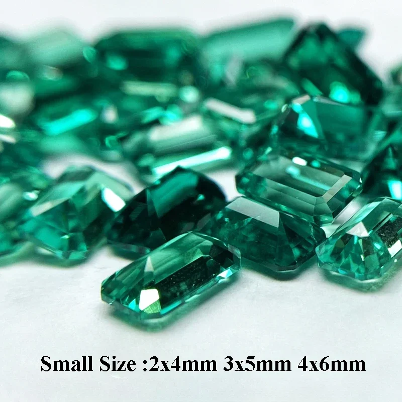 

Lab Grown Columbian Emerald Emerald Shape Small Size Charms Gemstone DIY Ring Necklace Earrings Main Materials Certificate