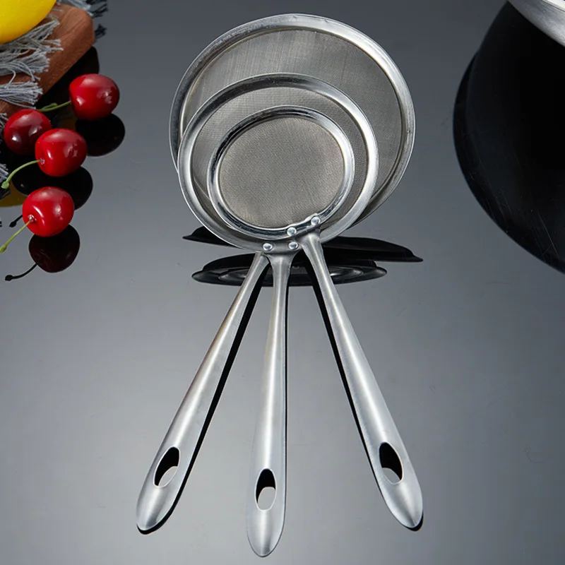 Deep Fine Mesh Strainer Skimmer304Stainless Steel Cooking Spoon,Oil Skimmer&Strainer with Heat Resistant Handle,Dishwasher Safe​