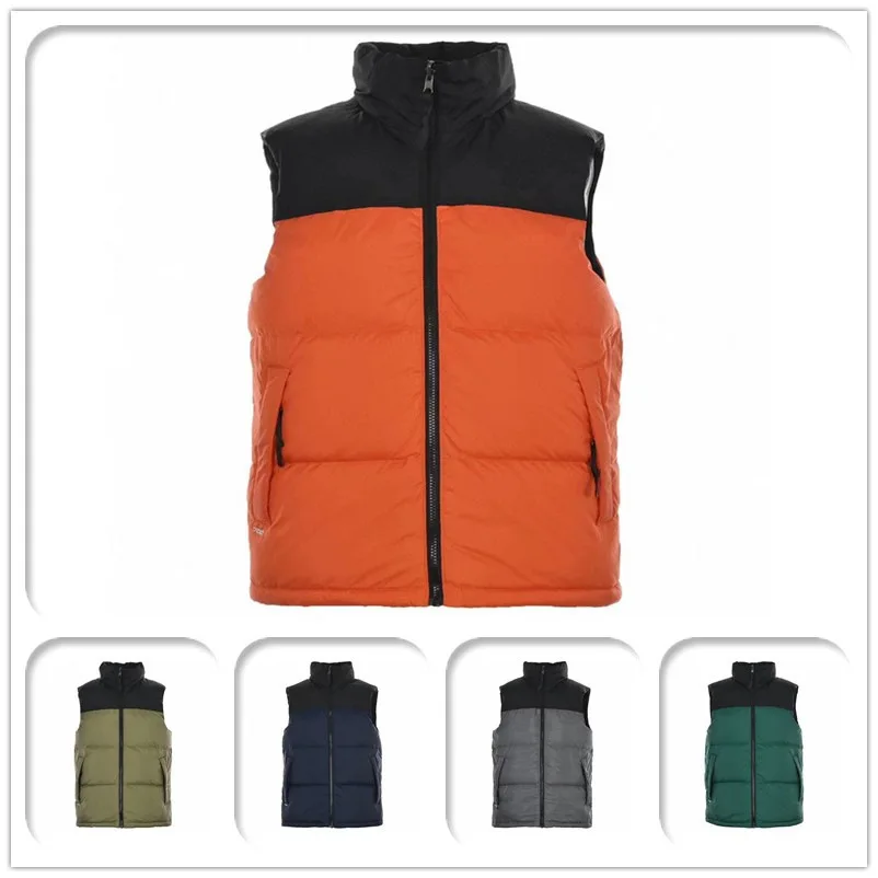 Chaleco acolchado cálido chaqueta TNF 1996 estilo abajo chaleco Unisex grueso Otoño Invierno moda deportiva Color sólido cierre de cremallera